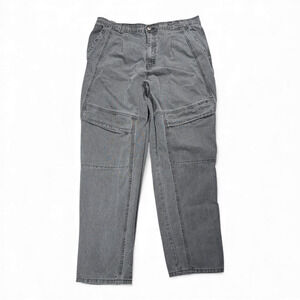 Vintage Brittania Jeans Mens 36x31 Black Denim Charcoal Fade Cargo Utility 90s